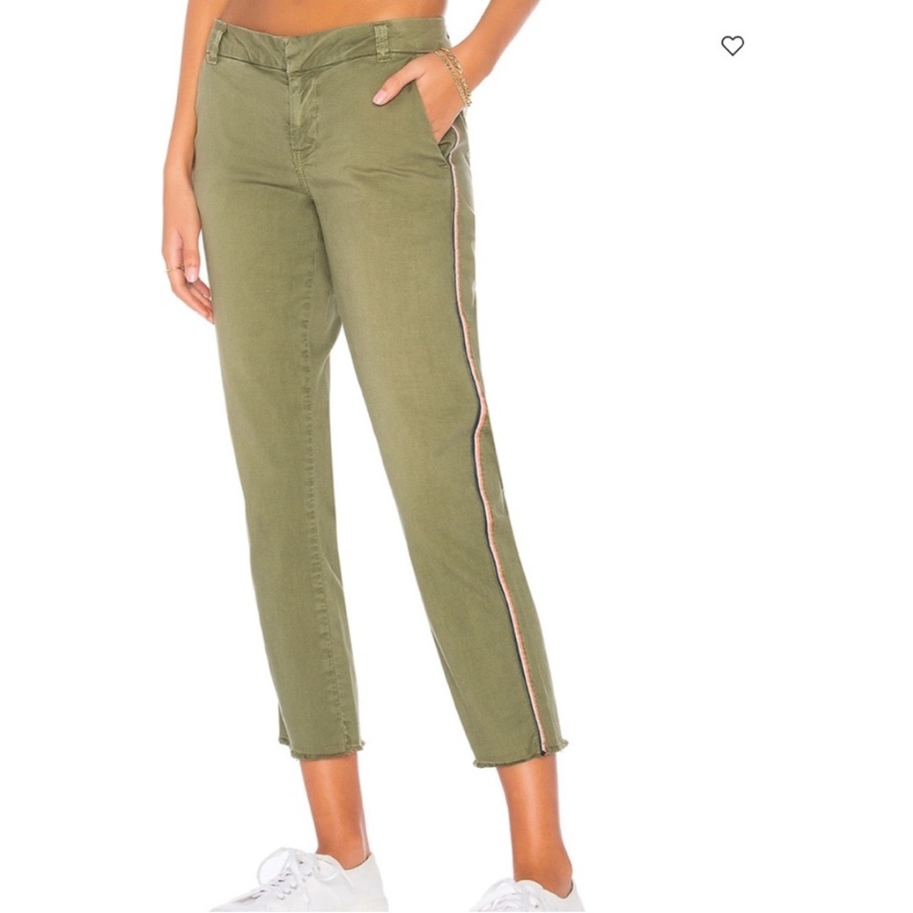 Sundry Le Soleil Cactus Green Cropped Side Stripe Pants